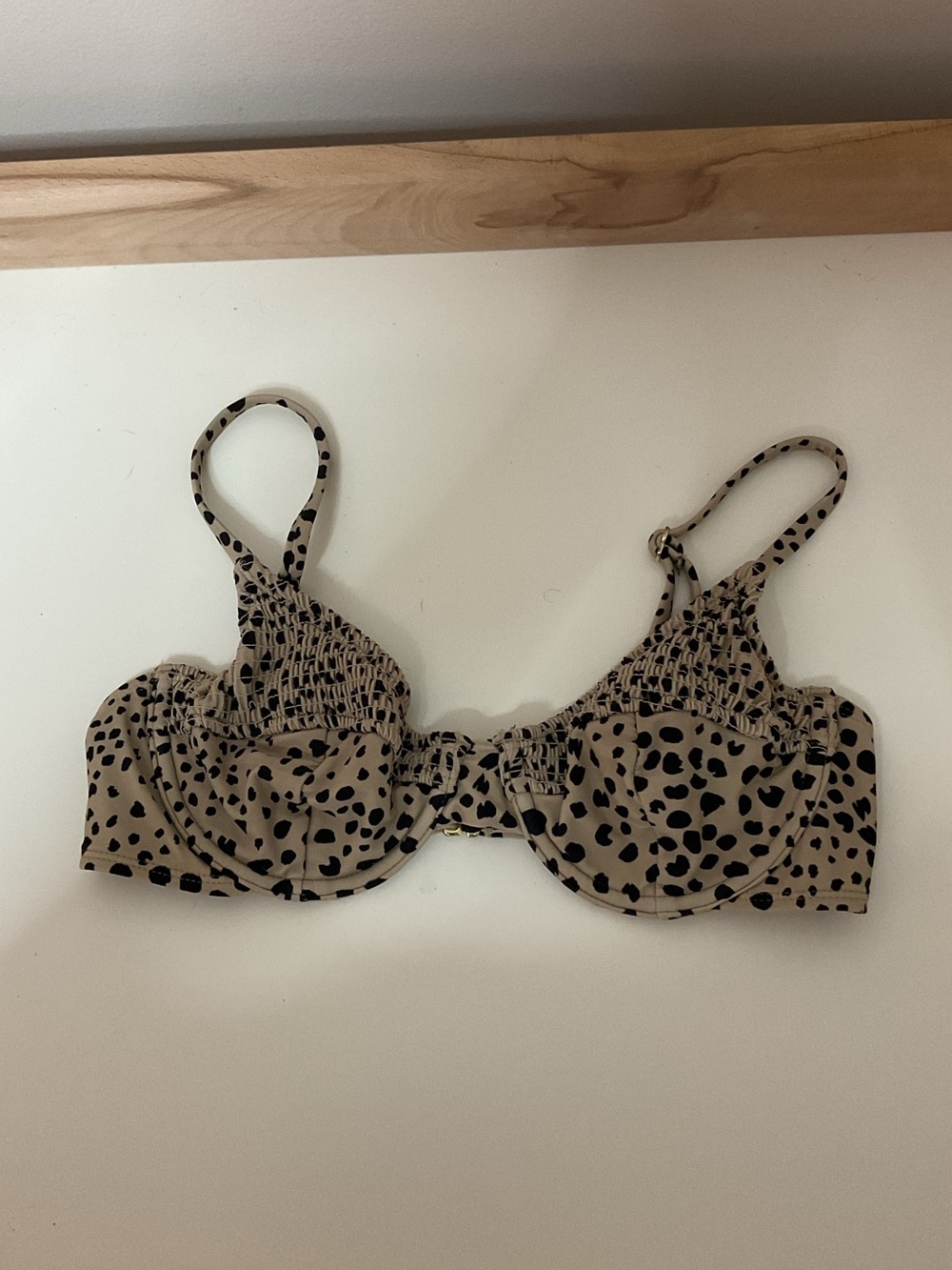 Xhilaration Beige and Black Leopard-Print Underwire Bikini Top